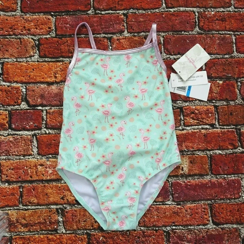 NWT Tommy Bahama Kids Swimsuit One-Piece Flamingo Baby Girls 24 Mos
